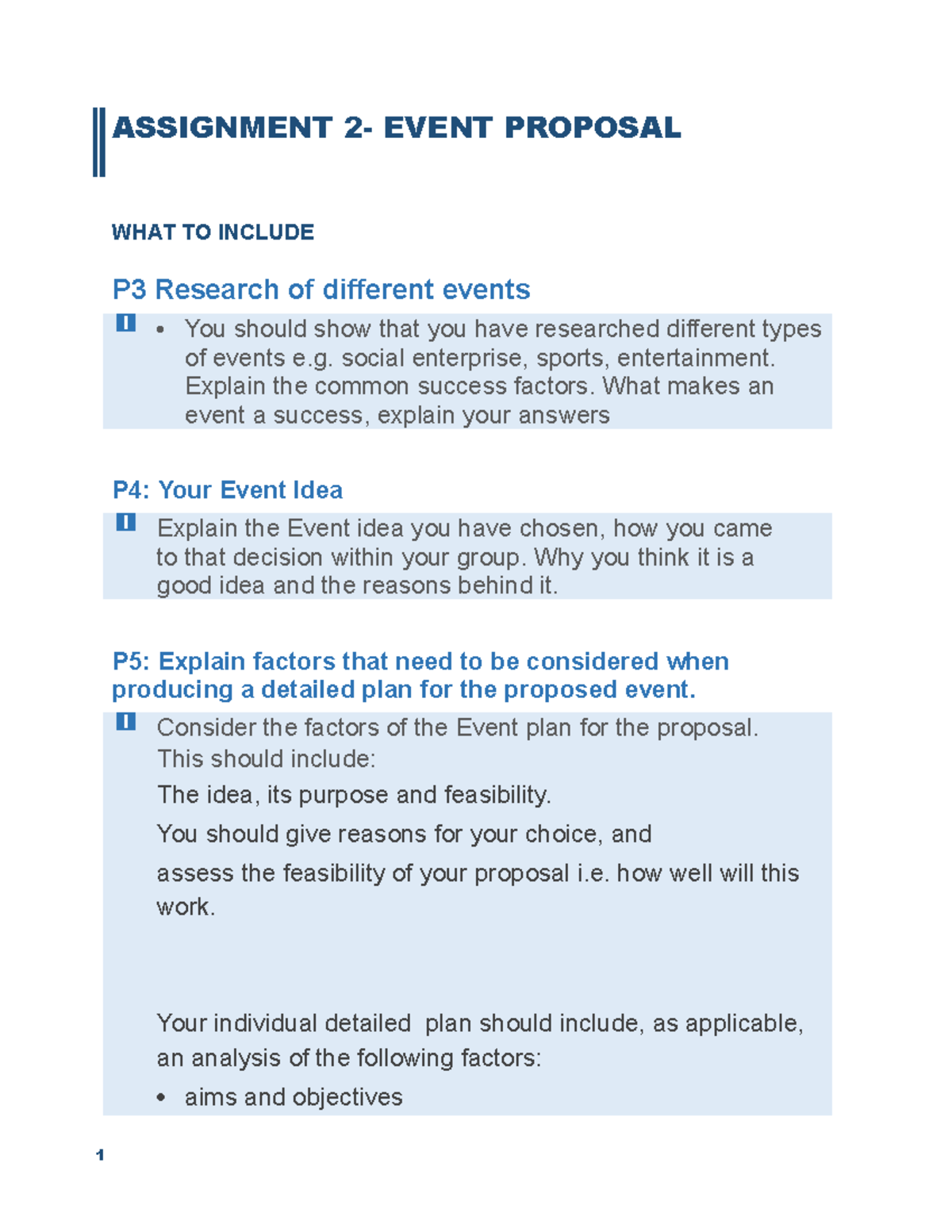 Assignment 2 helpsheet.1 - ASSIGNMENT 2- EVENT PROPOSAL WHAT TO INCLUDE ...