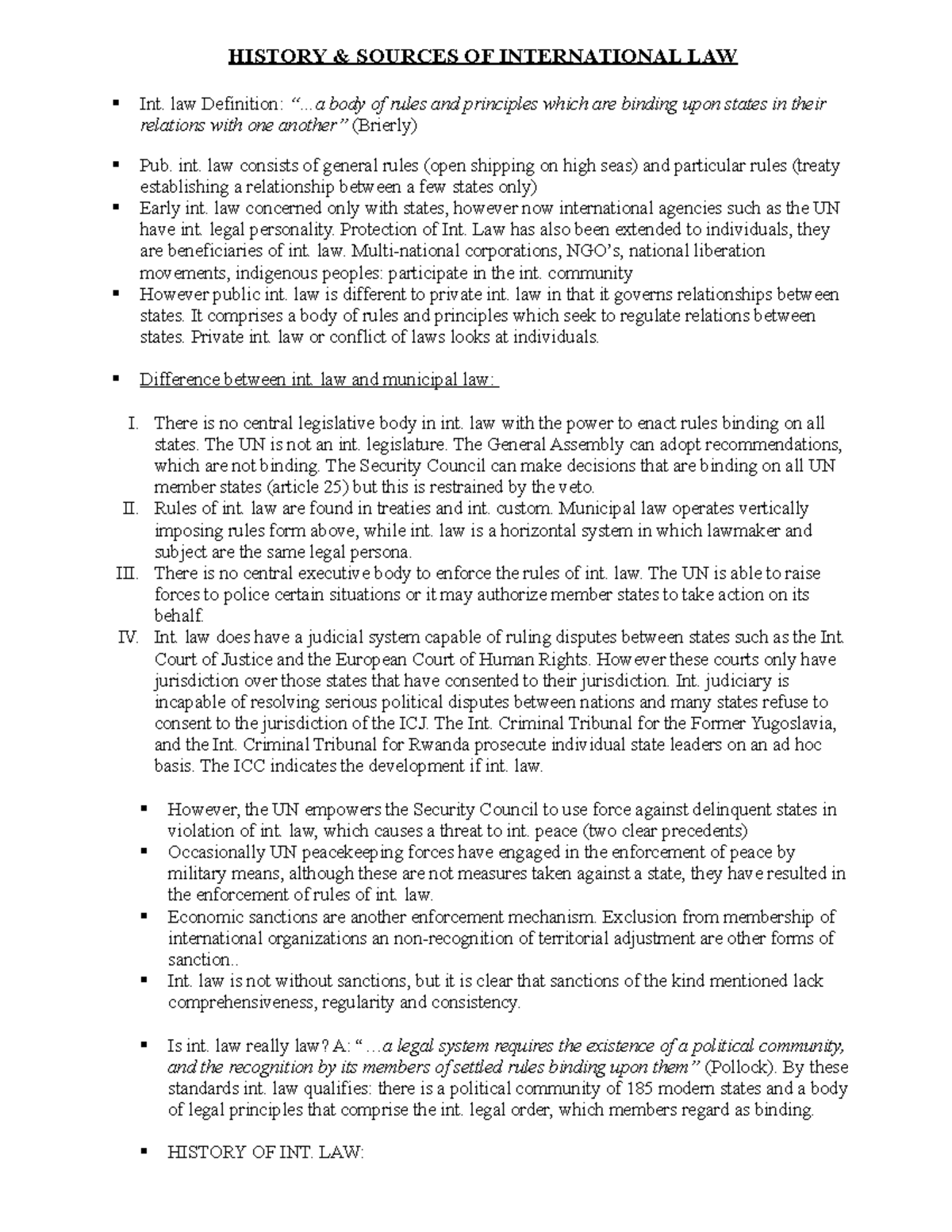 PIL 101: History & Sources of International Law Overview - Studocu