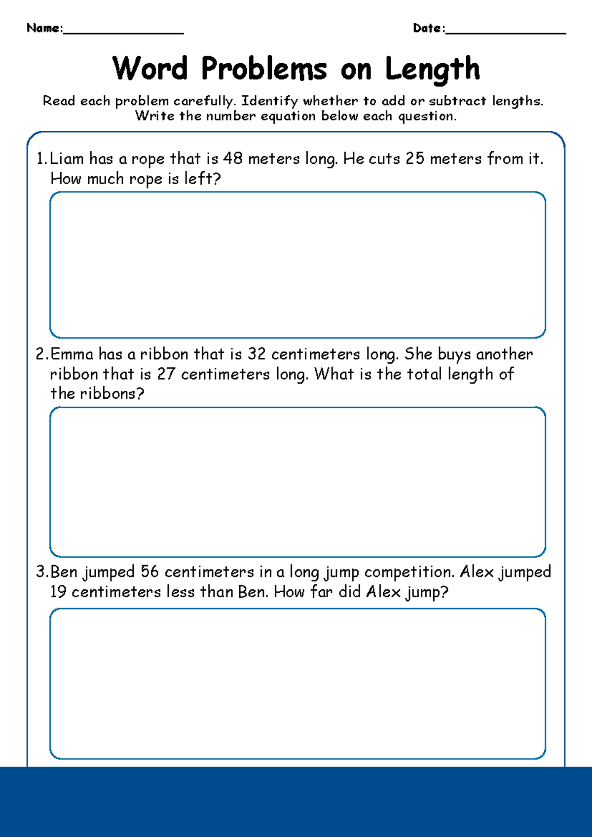 Word Problems on Length - 2nd Grade Worksheet - Read each problem ...