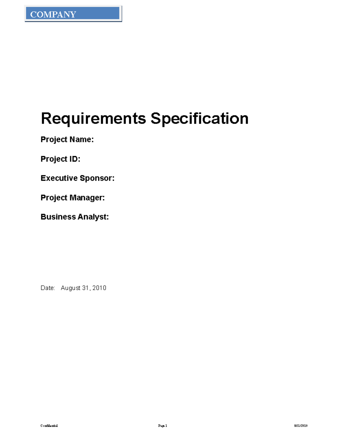 Requirements Specification Template - COMPANY Requirements ...
