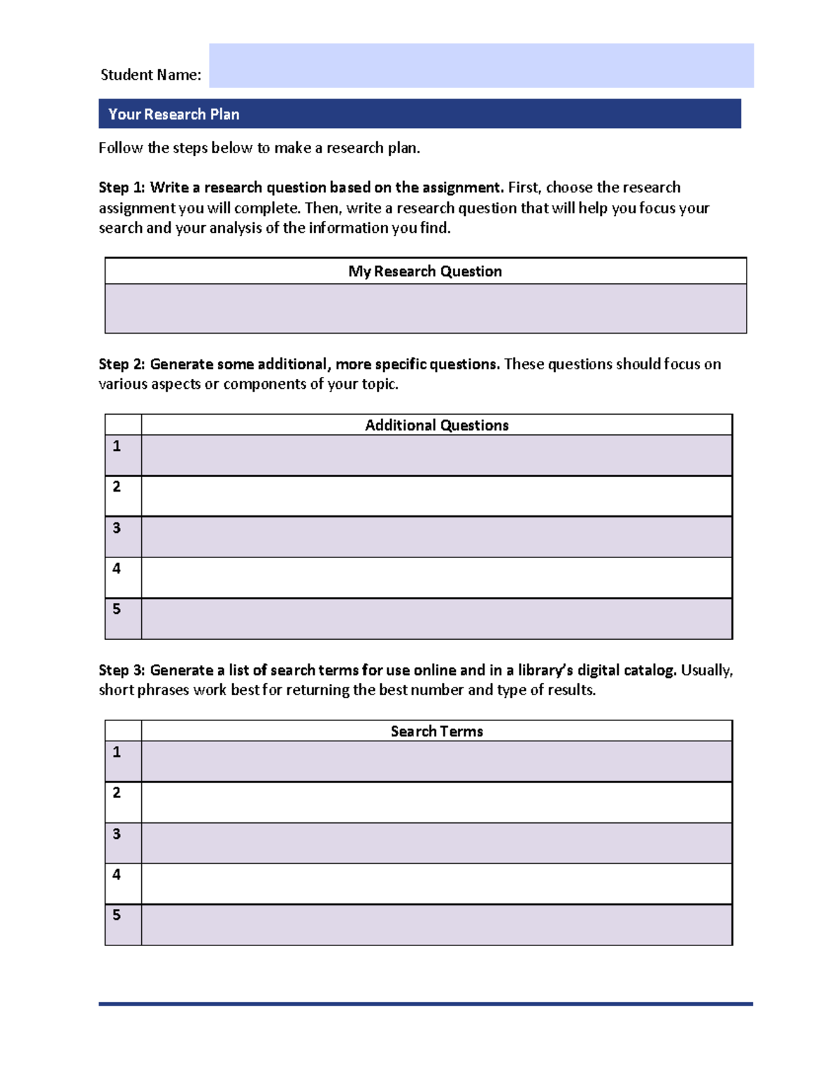 RESEARCH PLAN: Steps for Organizing Your Assignment (1. Research) - Studocu