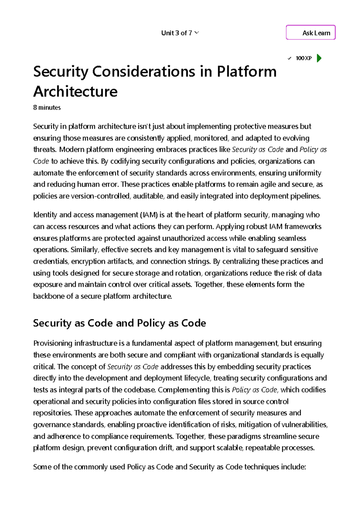 Unit 3 of 7: Security Considerations in Platform Architecture ...
