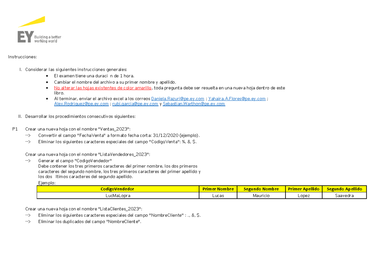 Instrucciones para el Examen de Excel - ETST - Document Preview