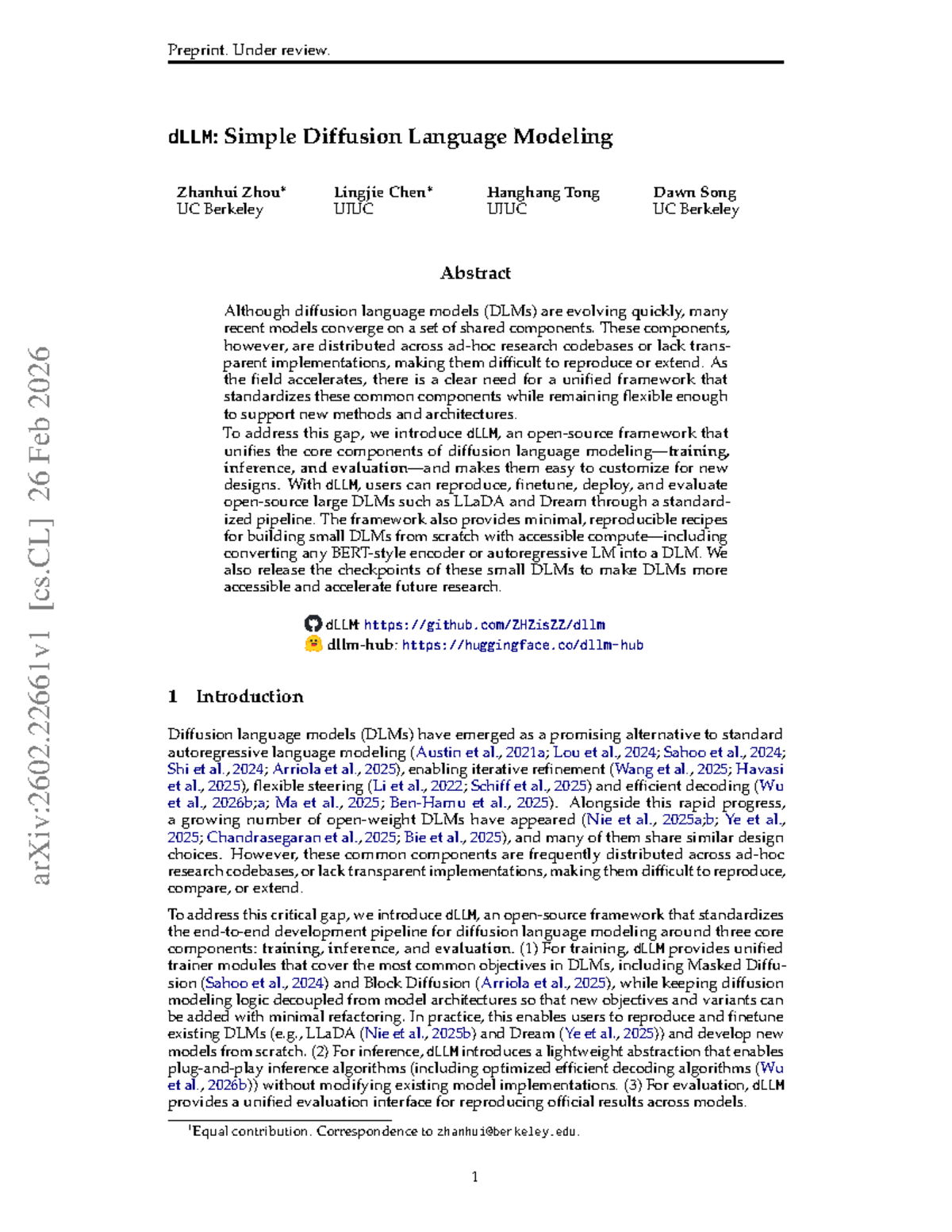 dLLM: A Unified Framework for Simple Diffusion Language Modeling - Studocu