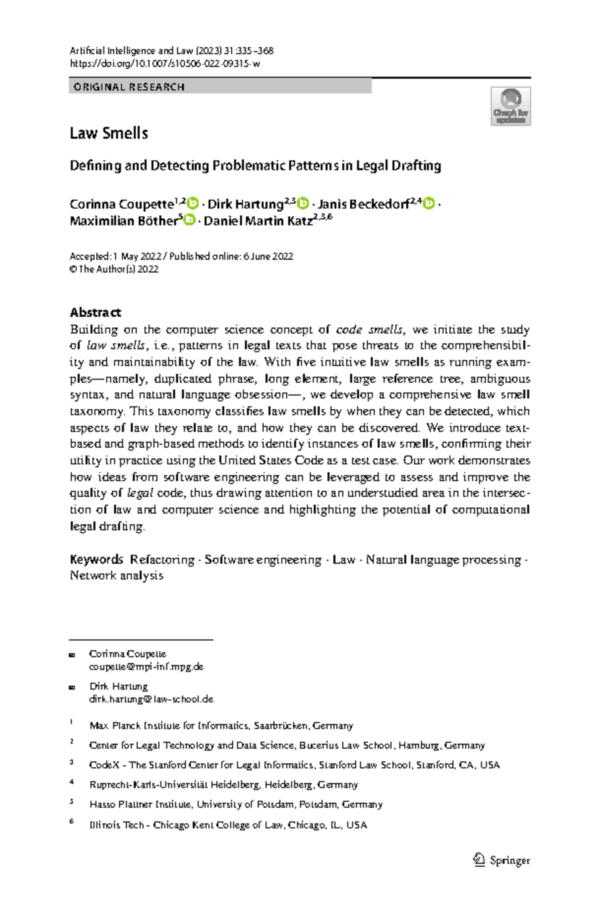 Law Smells in Legal Drafting: Identifying Problematic Patterns (2023 ...