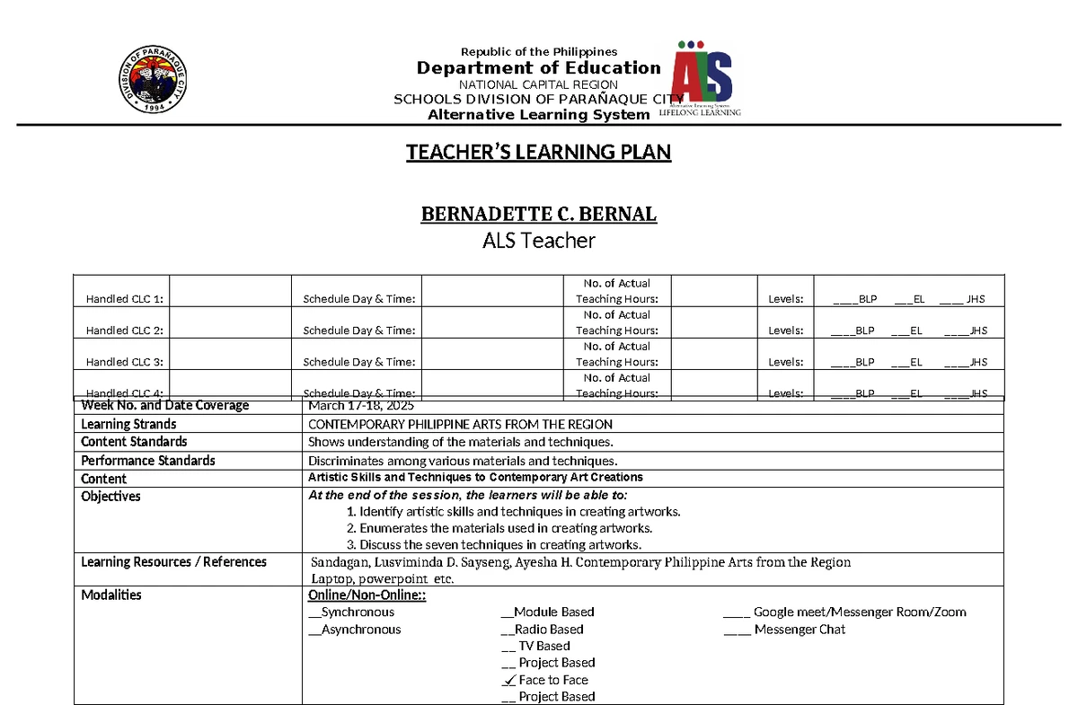 471822018 Lesson Plan: Intro to Philosophy of Human Person - Week 1 ...