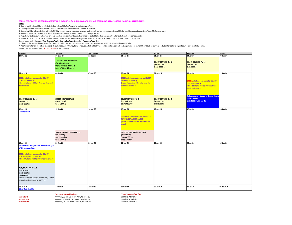 Ugcpe Course Registration Schedule for Semester 2 - Studocu