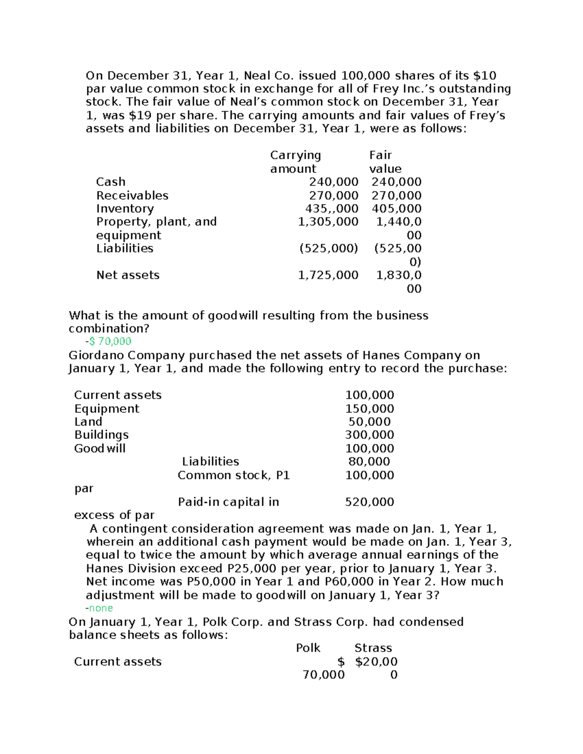 Acct Bus 8 - Goodwill Calculation in Business Combinations - Studocu