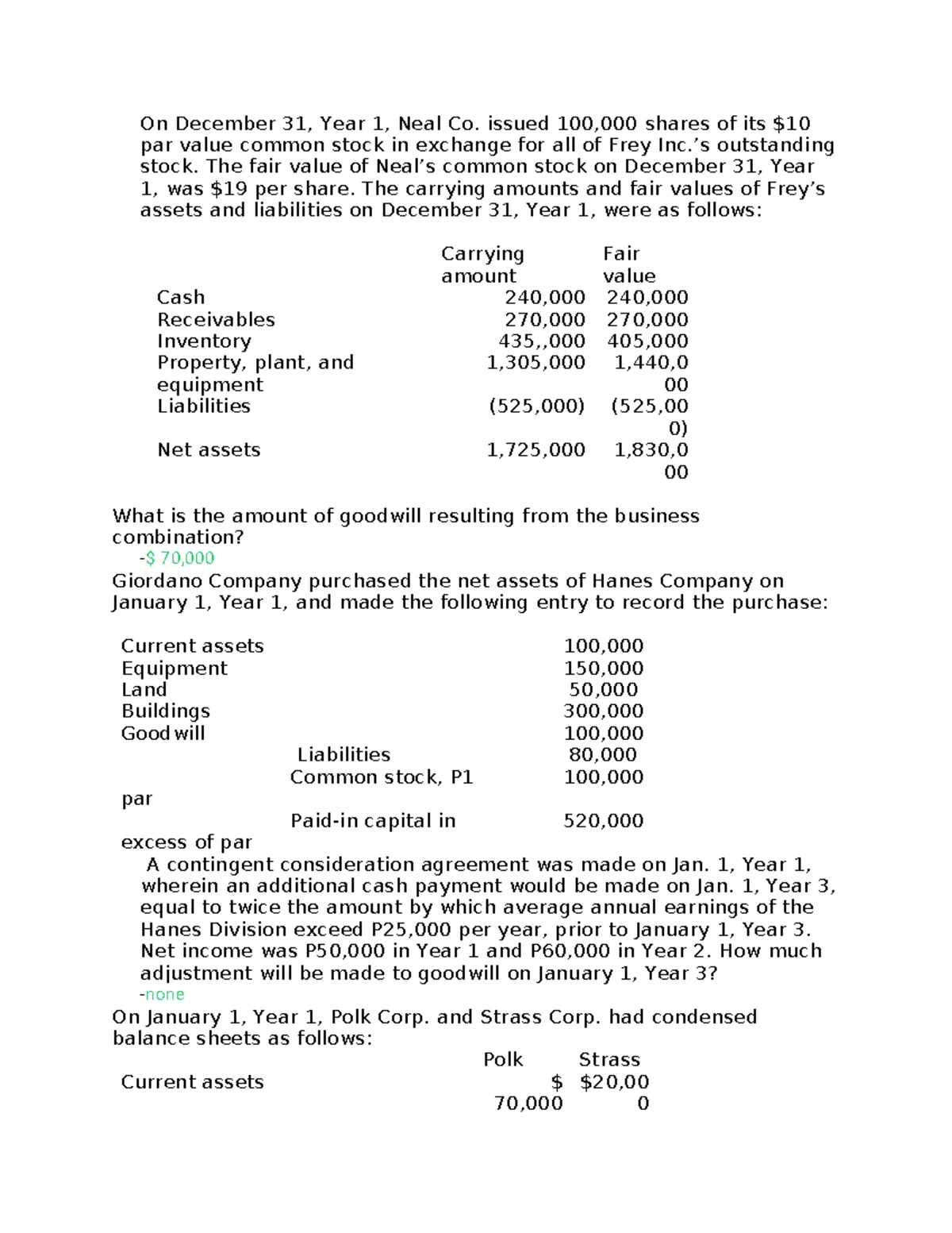 Acct Bus 7 - Goodwill Calculation in Business Combinations - Studocu