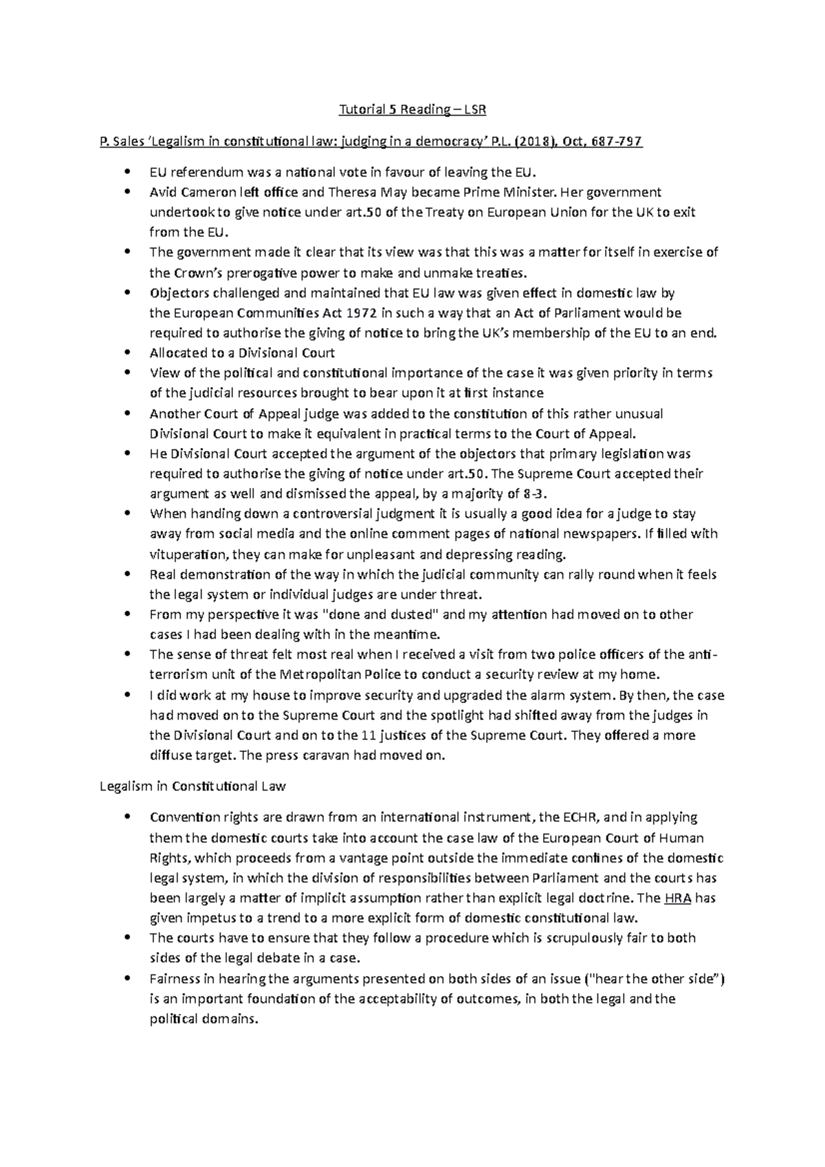 Tutorial 5 Activity and Reading - Tutorial 5 Reading – LSR P. Sales ...