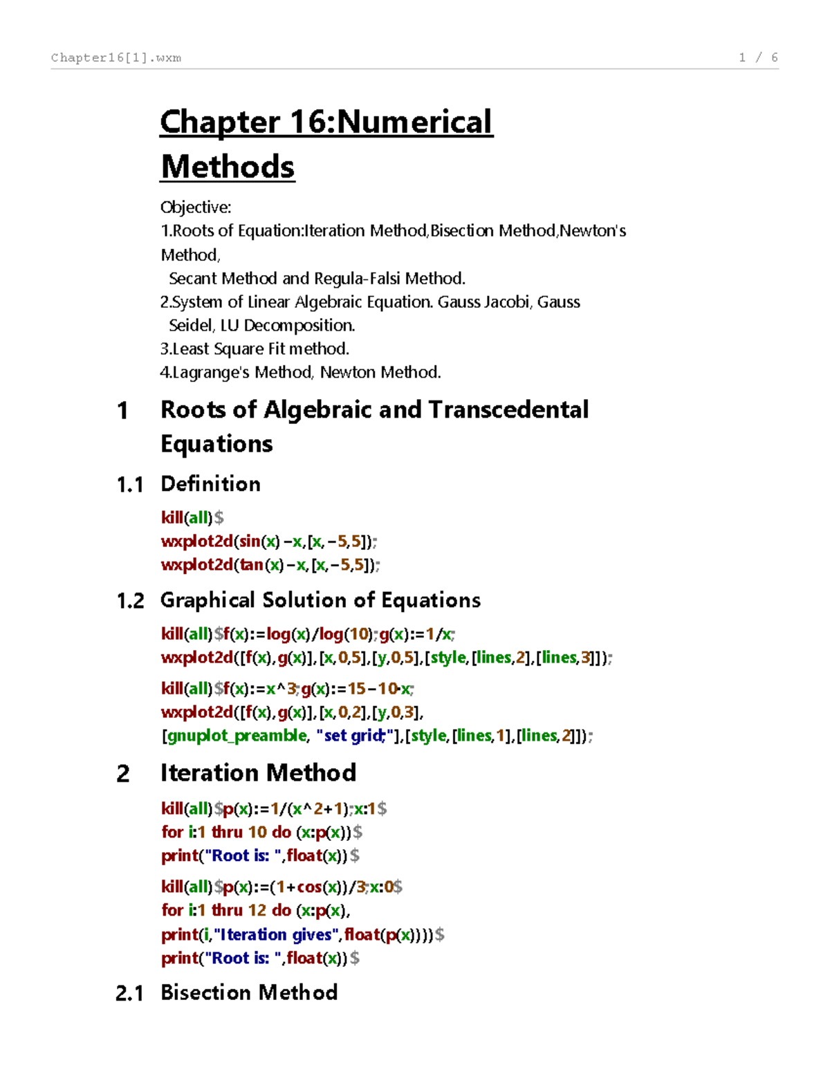 Chapter 16: Numerical Methods - Roots, Linear Equations & Fitting - Studocu