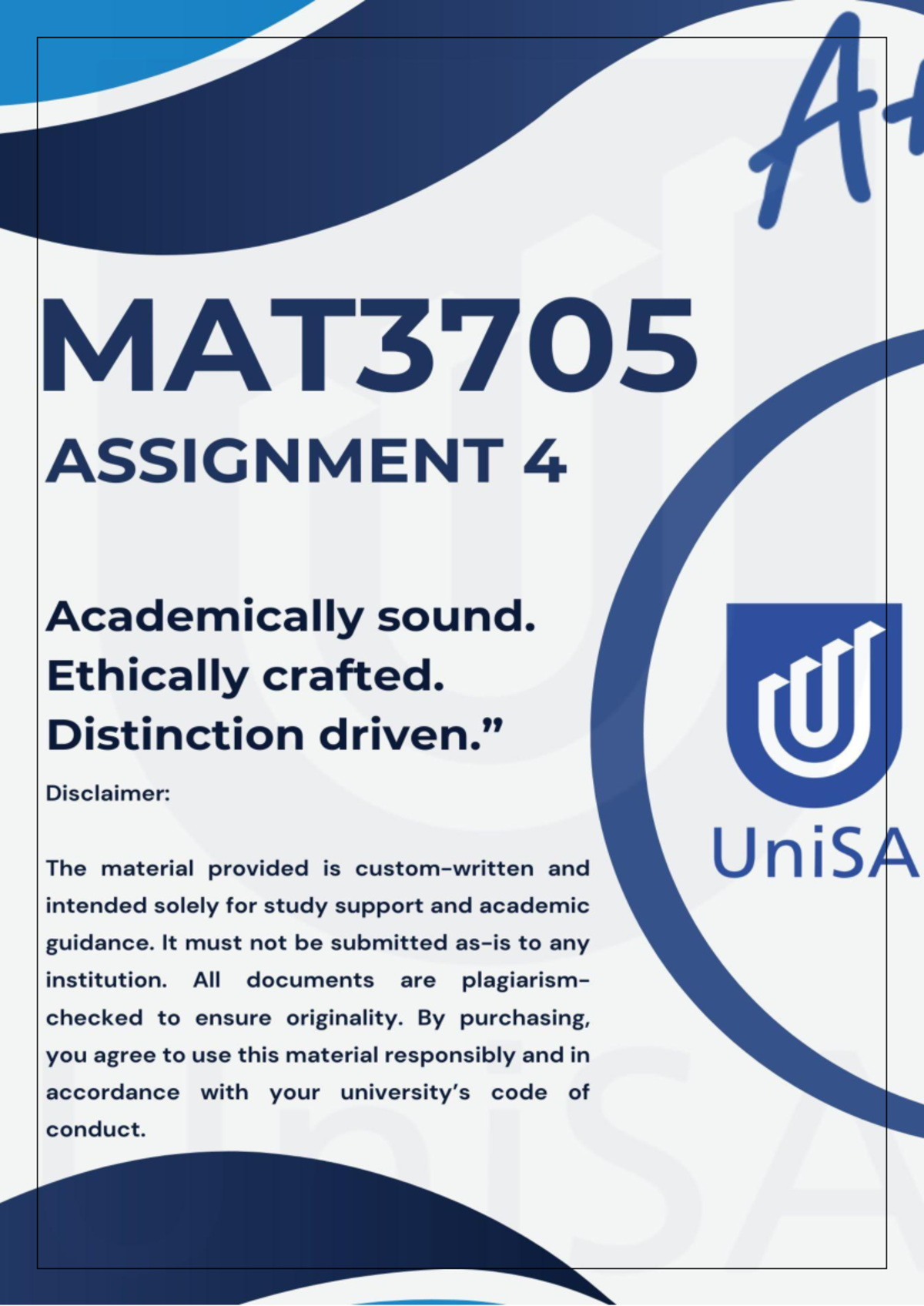 MAT3705 Assignment 4 2025 Solutions: Singularities Explained - Studocu