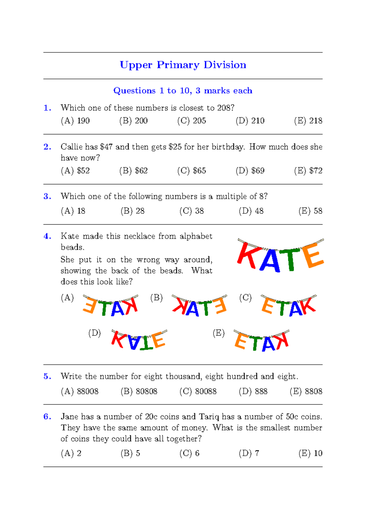 2018 AMC UP - Upper Primary Division Questions & Answers - Studocu