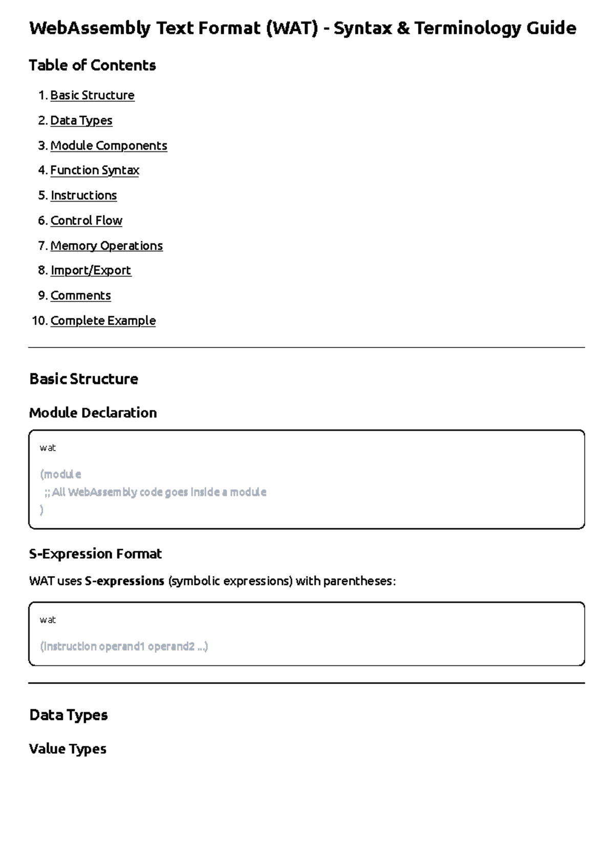 WebAssembly Text Format (WAT) - Complete Syntax & Terminology Guide ...