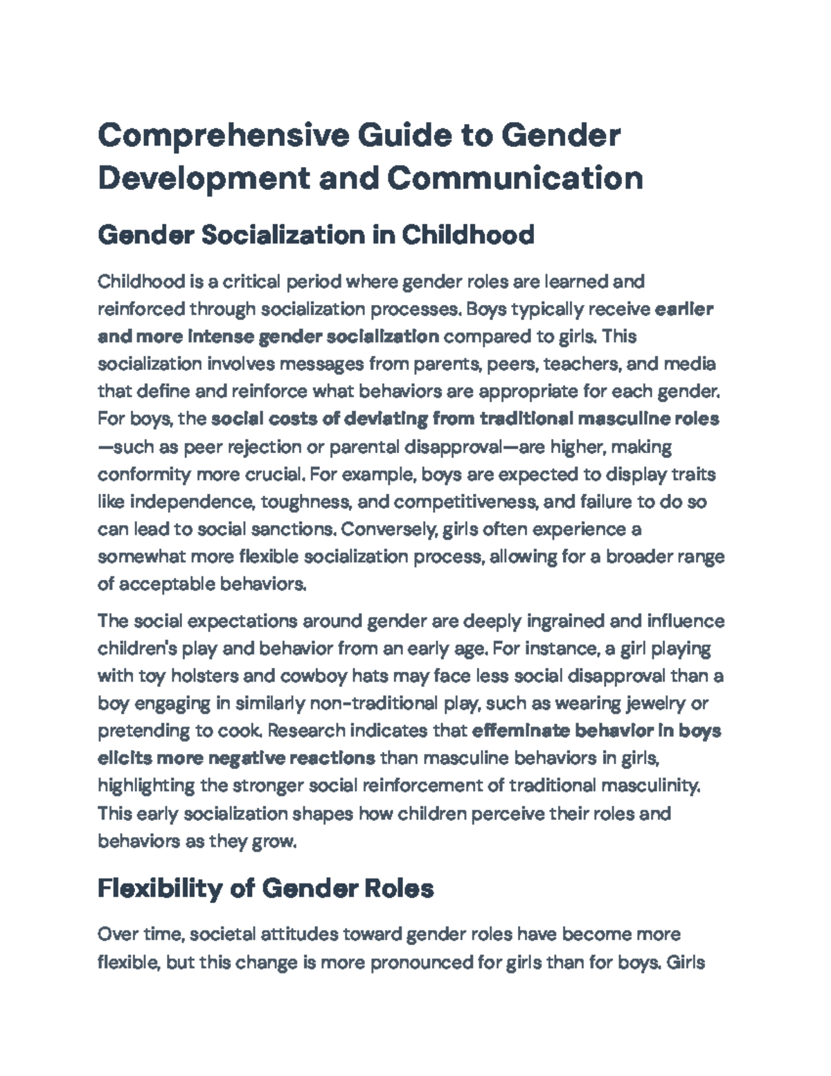 Gender Development & Communication: A Comprehensive Overview - Studocu