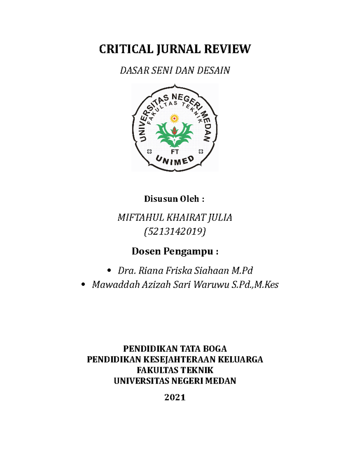 Critical Jurnal Review: Dasar Seni dan Desain (Pendidikan Seni) - Studocu