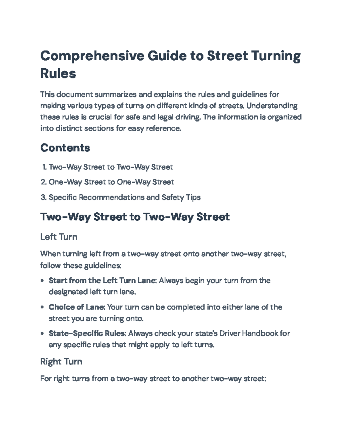 Comprehensive Guide to Street Turning Rules and Safety Tips ...