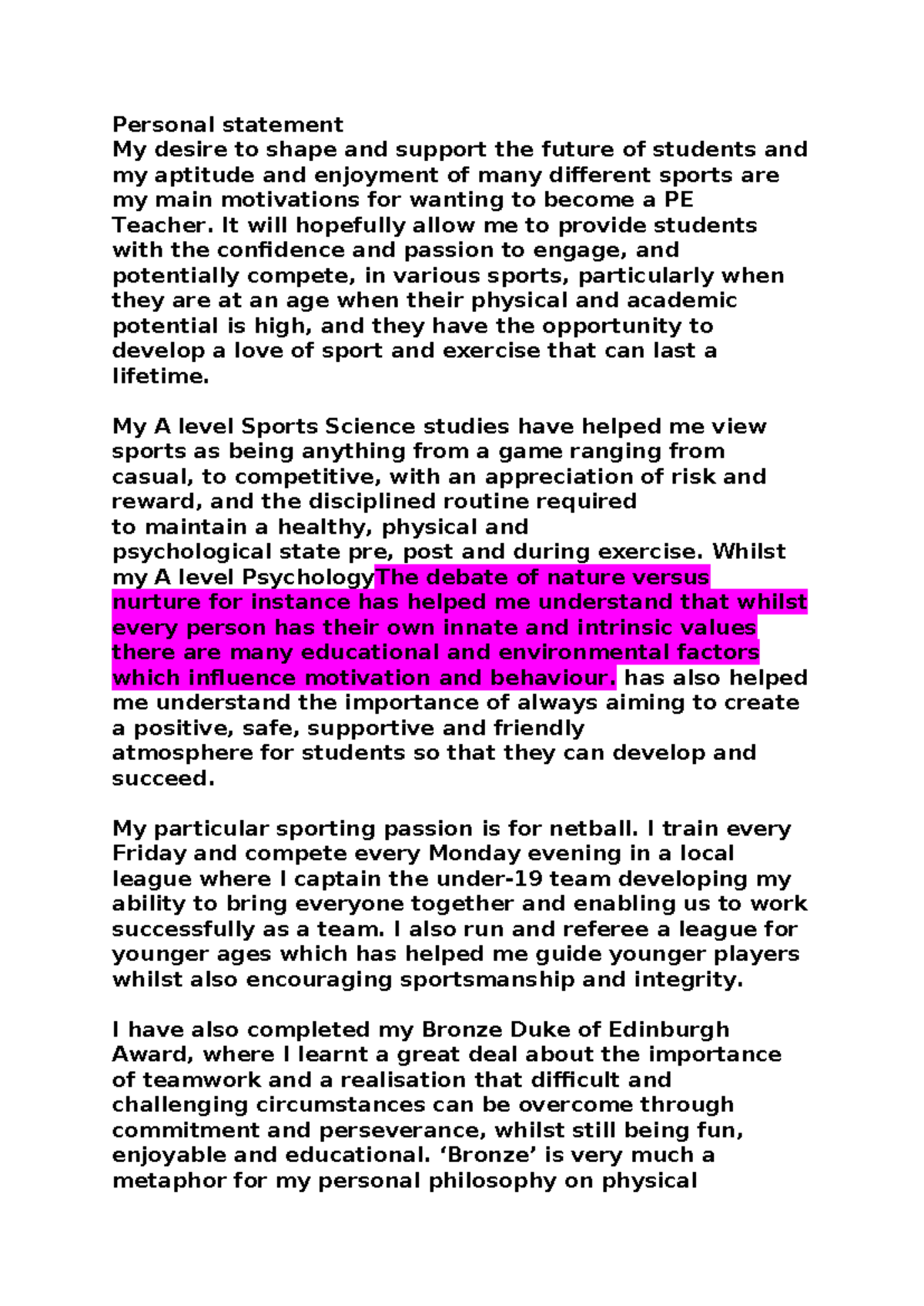Document EVIE PS Tracked copy v2 Accepted - Personal statement My ...
