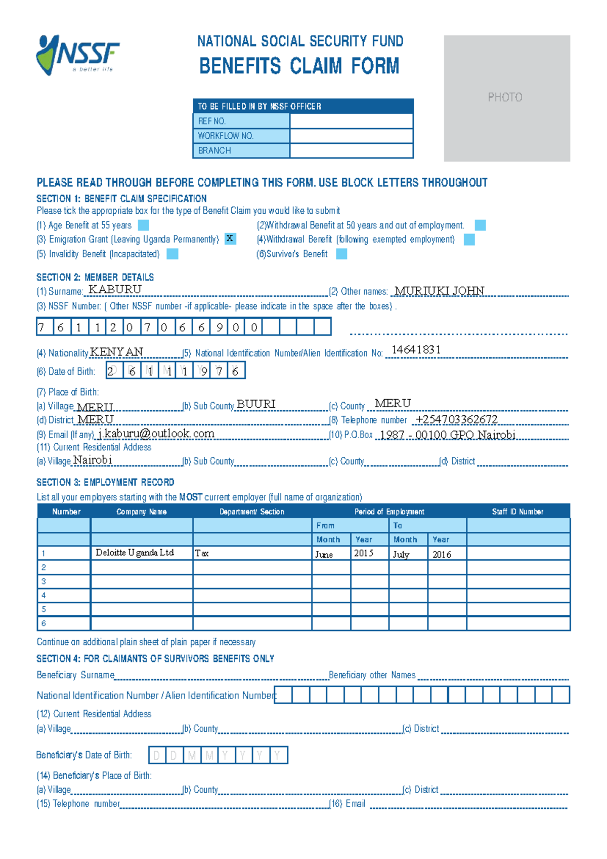 NSSF Claim Uganda - Tcuv GB hig yiii gytc - NATIONAL SOCIAL SECURITY ...