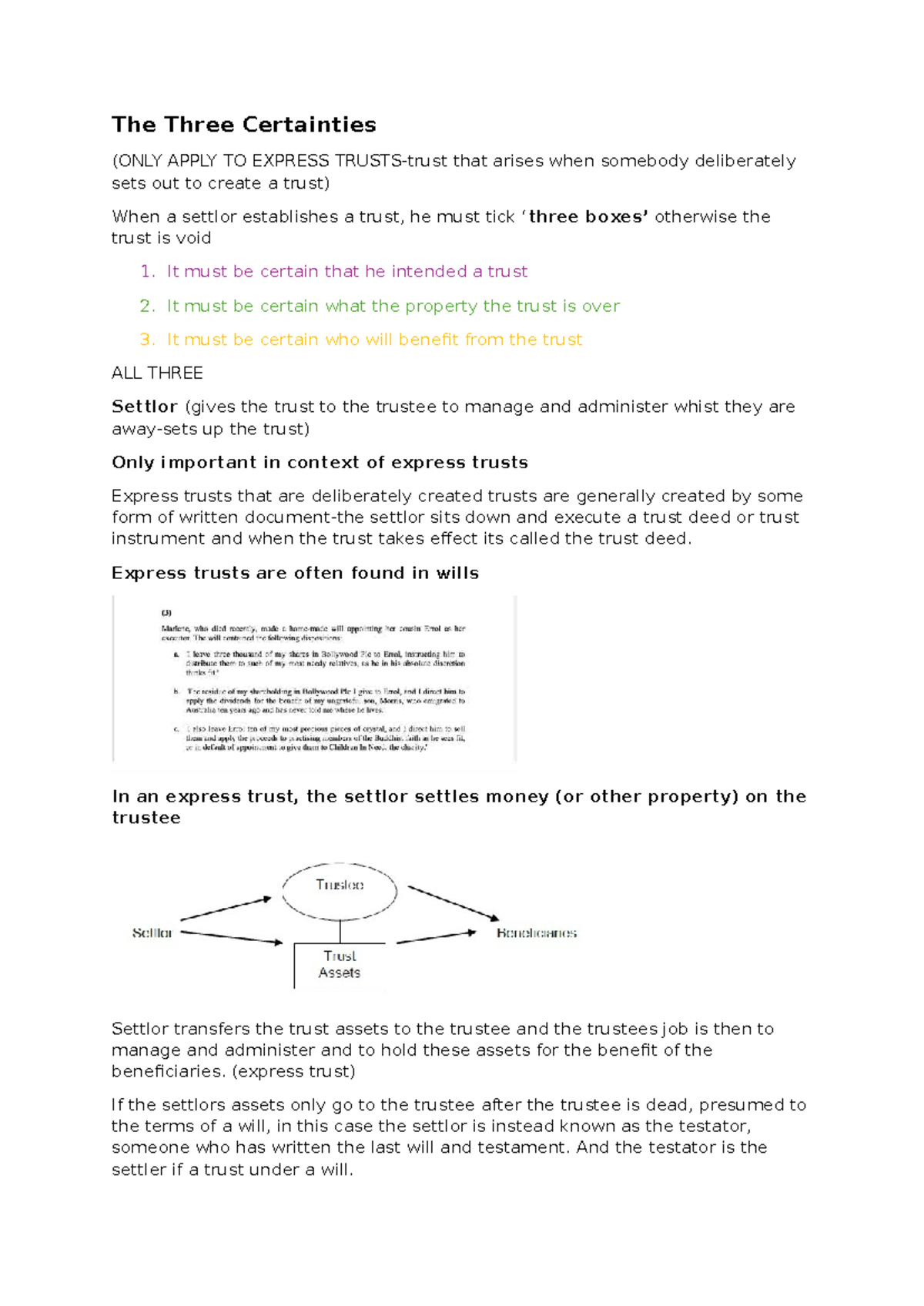 Lecture 2 - The Three Certainties (ONLY APPLY TO EXPRESS TRUSTS-trust ...