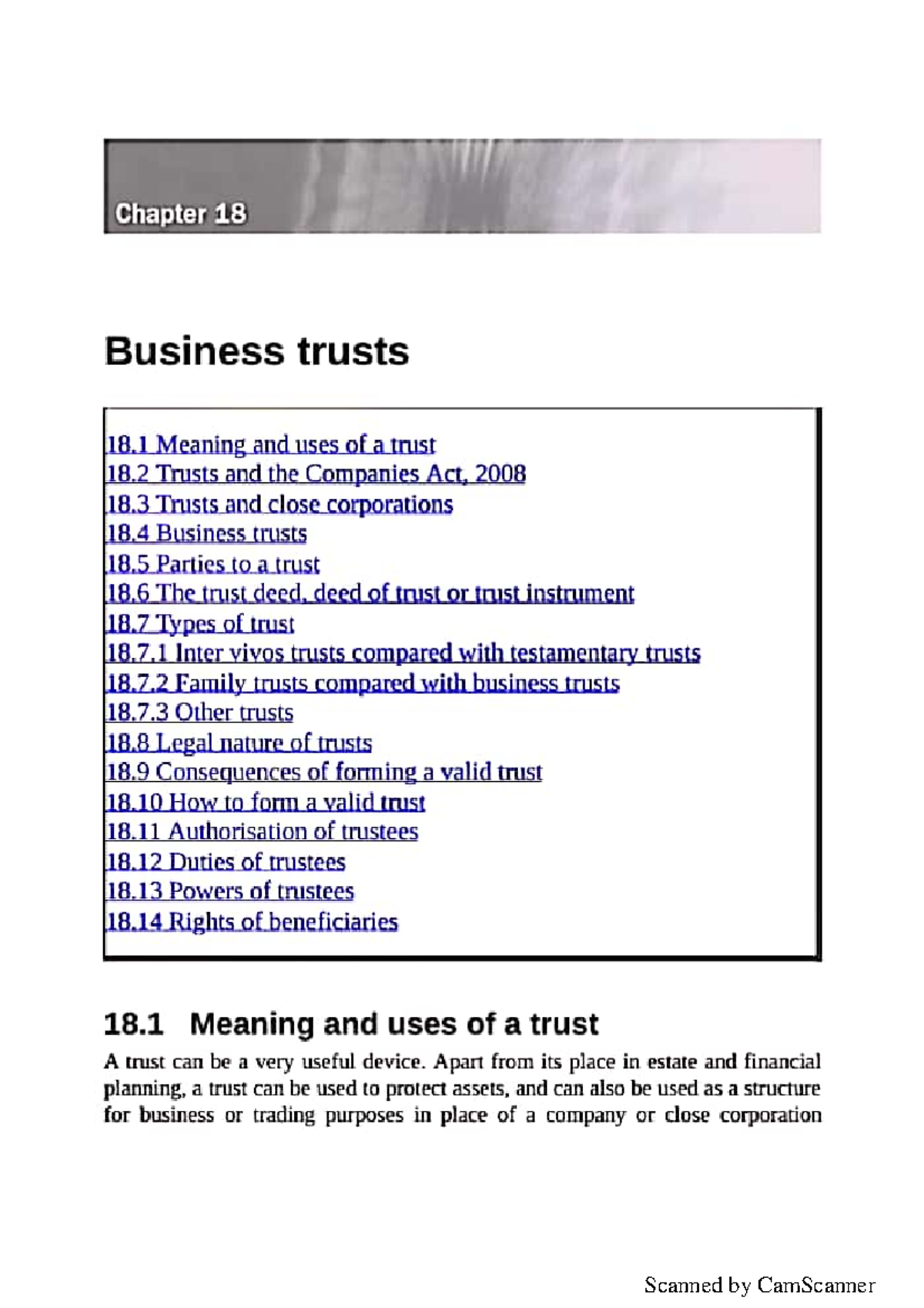 Business Trusts: Key Concepts and Legal Framework - COMLAW - Studocu