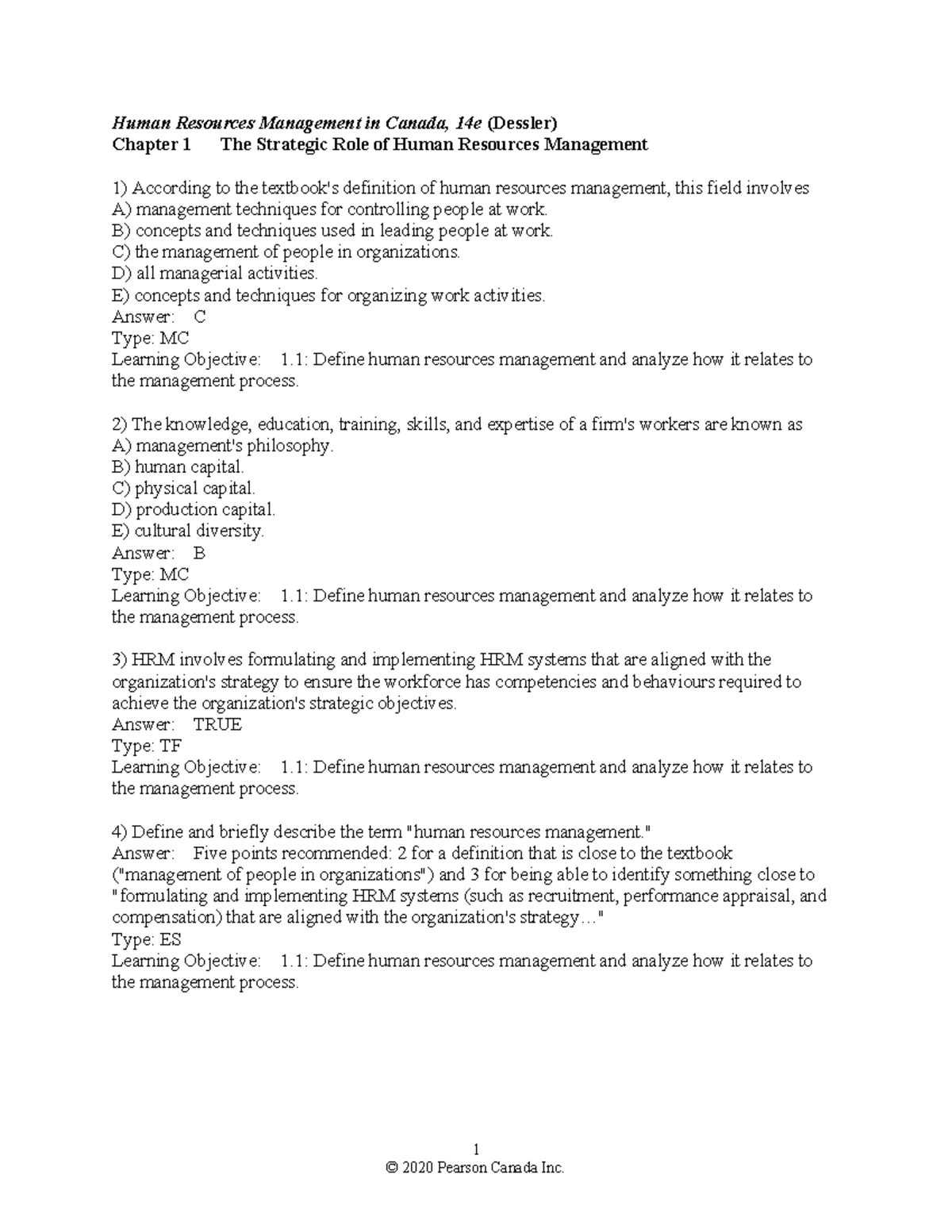HRM14C Chapter 1: The Strategic Role of Human Resources Management ...
