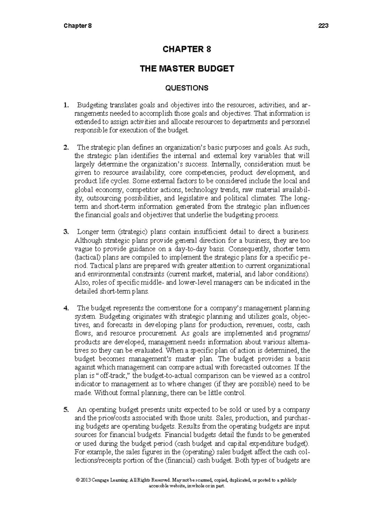 Ch8-Raiborn-SM - SOLUTION MANUAL - CHAPTER 8 THE MASTER BUDGET ...