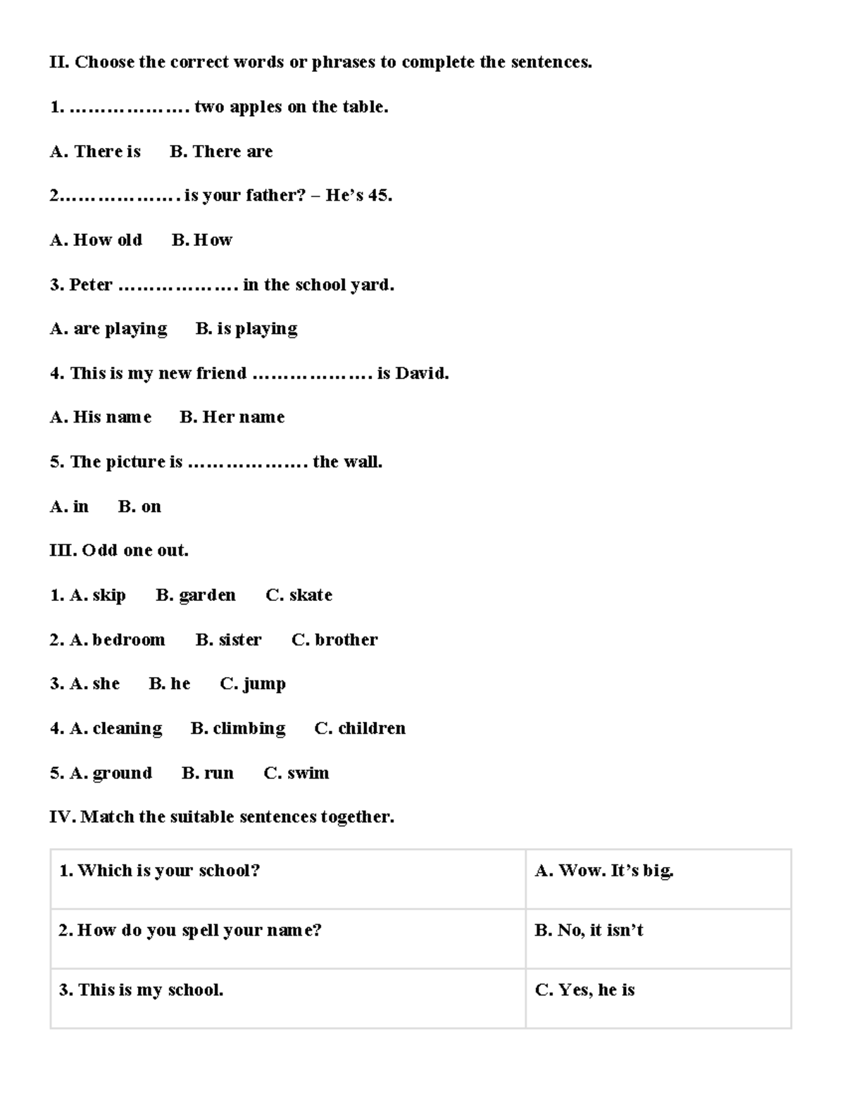 Wonderful World 3: Sentence Completion & Matching Exercises - Studocu