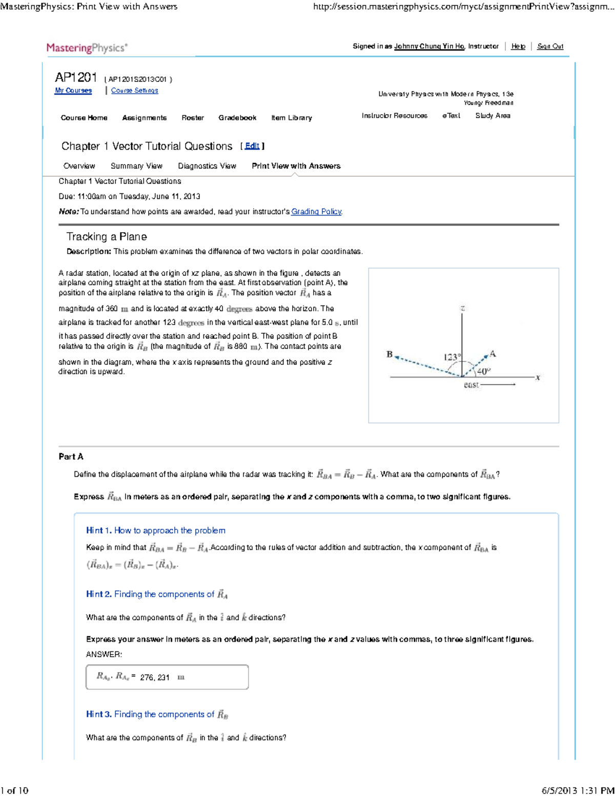 AP1201 Chapter 1 Vector Tutorial Questions and Answers - Studocu