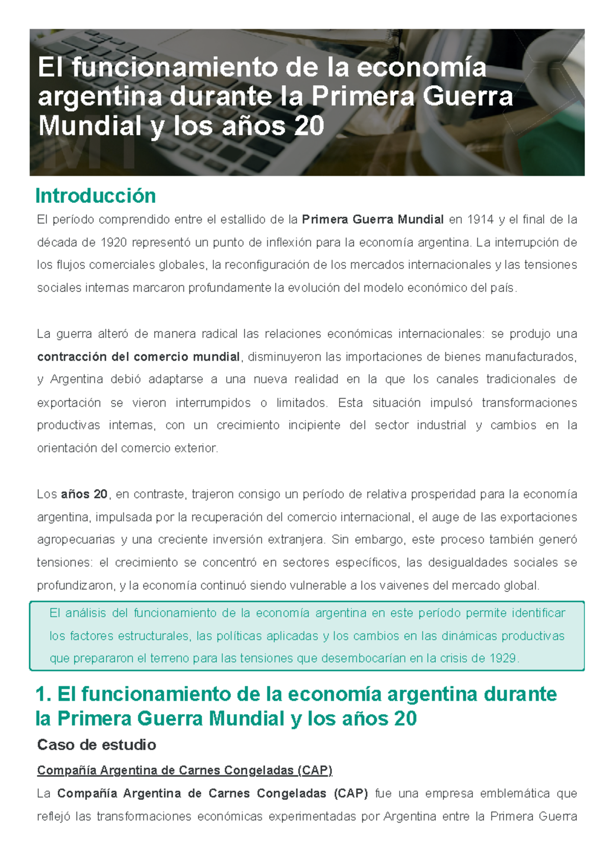 M1L3 - Resumen de la Economía Argentina en la Primera Guerra Mundial y ...