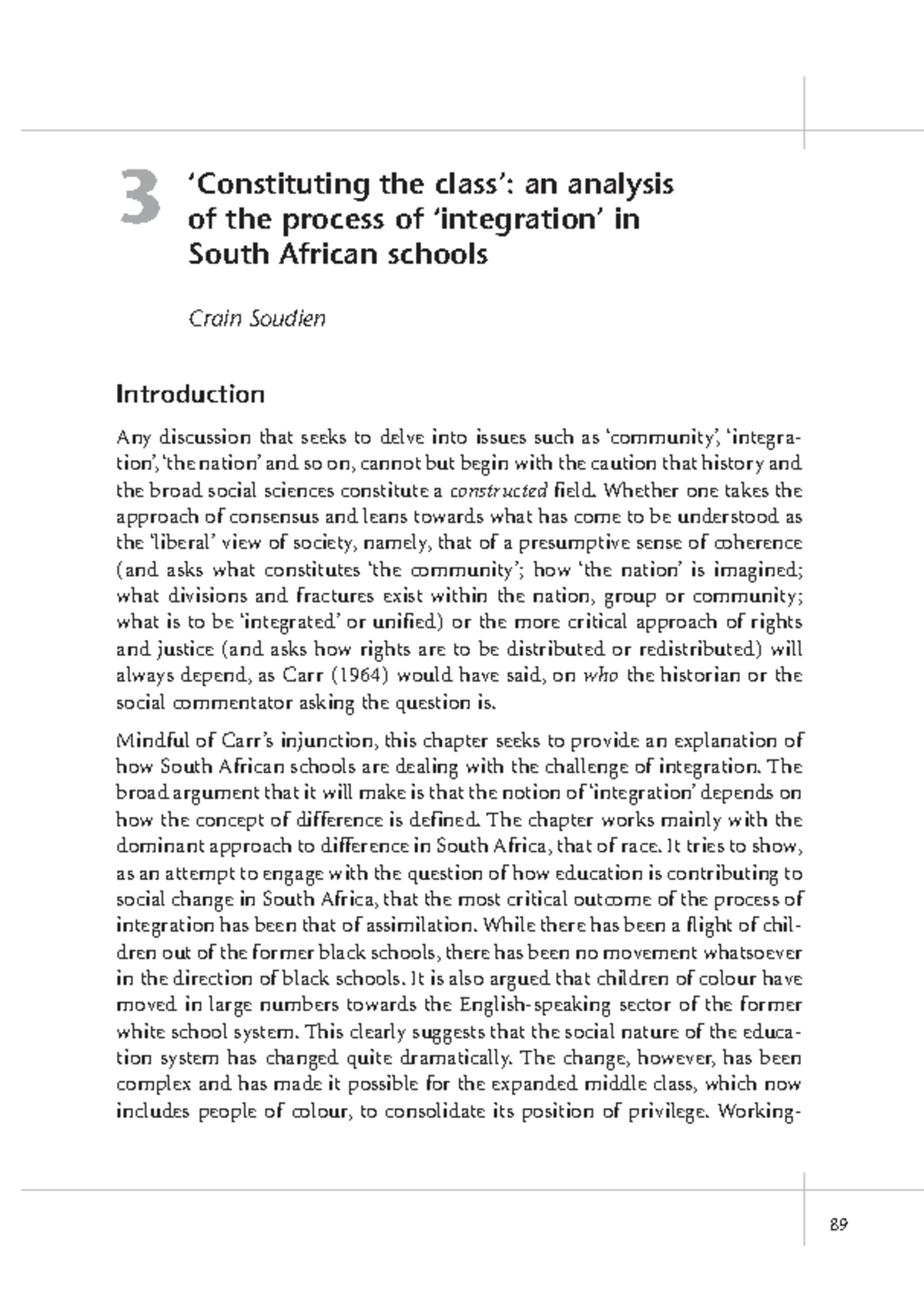An Analysis of Integration Processes in South African Schools (EDUC 304 ...
