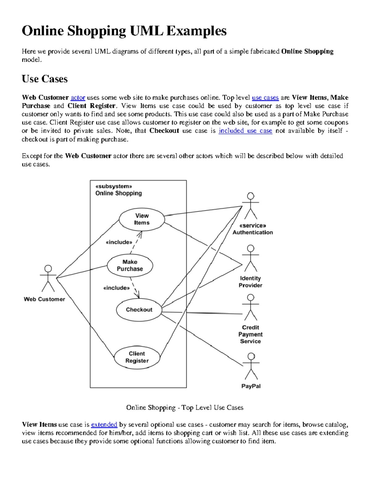 OOAD Online Shopping UML Use Case and Class Diagrams - Studocu