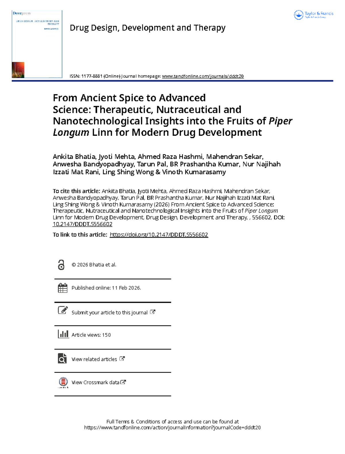 Drug Design, Development and Therapy: Insights on Piper Longum Linn for ...