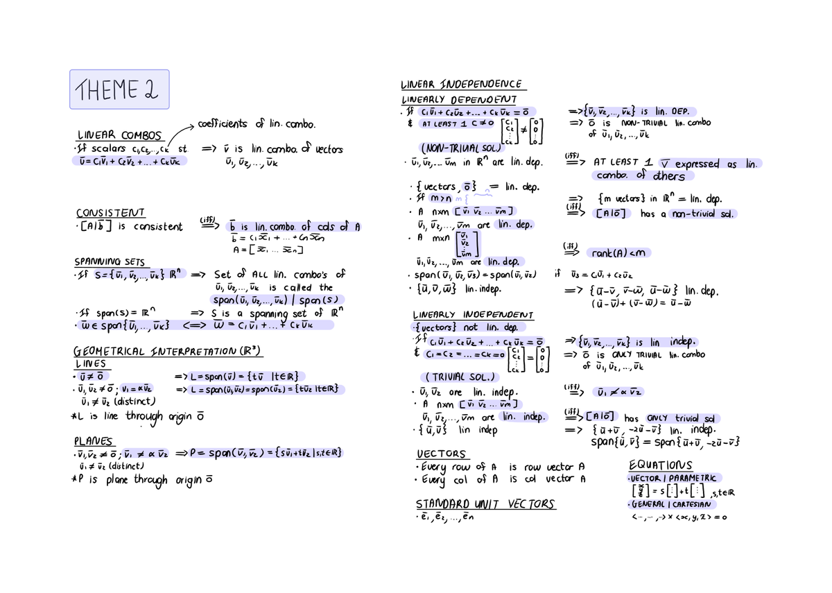 HEME 2: Linear Independence and Dependence Concepts - Studocu