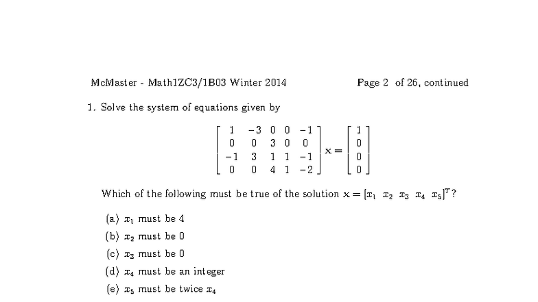McMaster Winter 2014 1ZC3 Final Exam Solutions and Analysis - Studocu