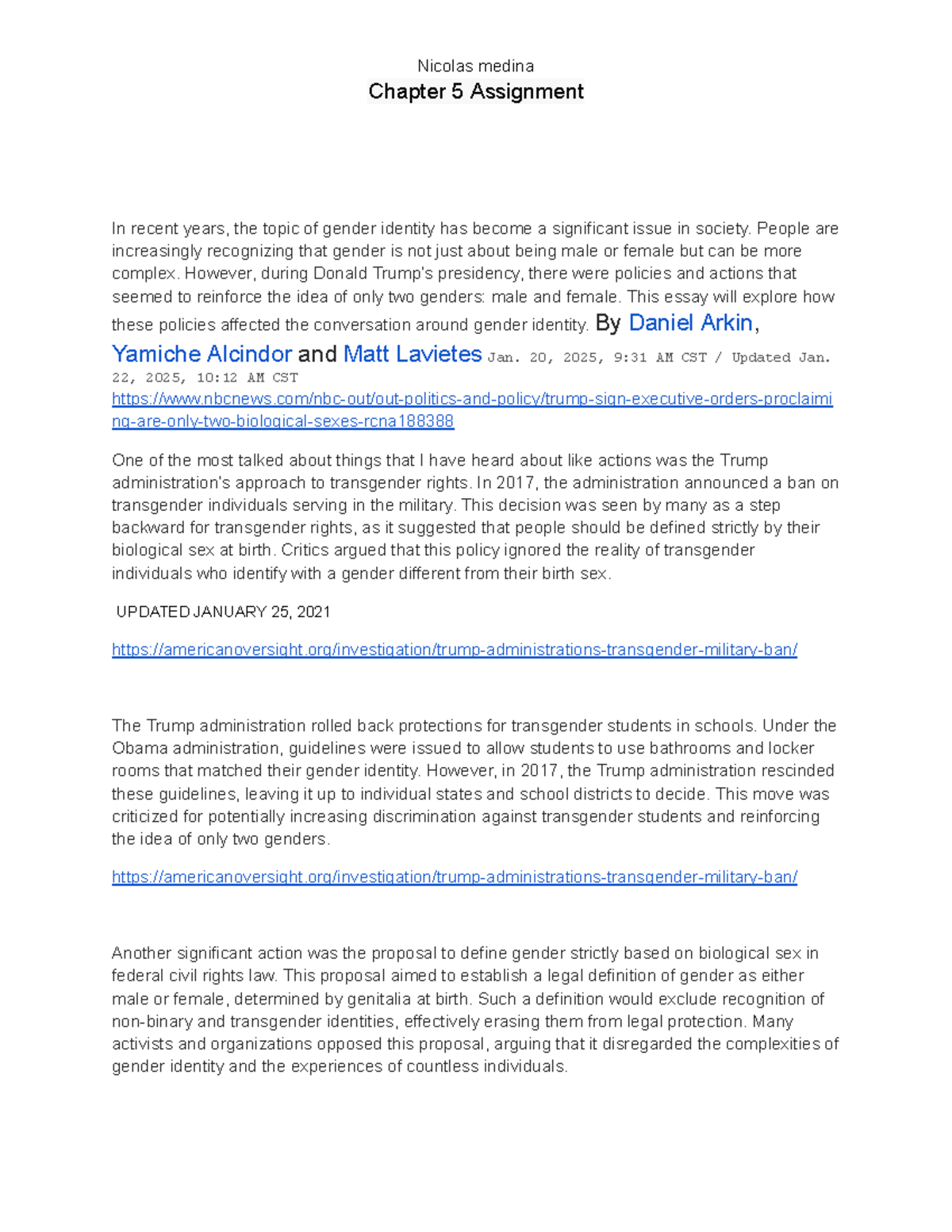Gender Identity and Trump Administration Policies - Chapter 5 ...