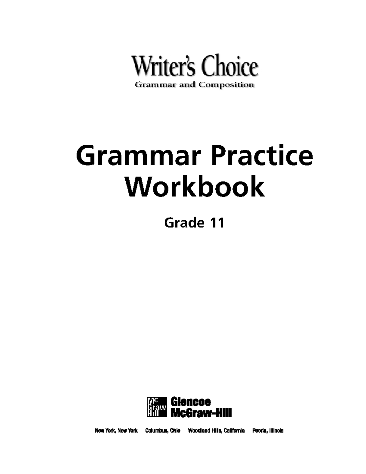 Grade 11 Grammar & Composition Workbook Activities and Exercises - Studocu