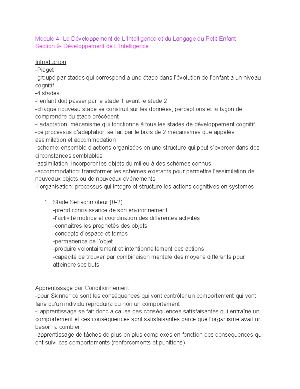 Module 3- section 8 - Lecture notes 8 - Module 3- Le Nouveau-Né et le ...