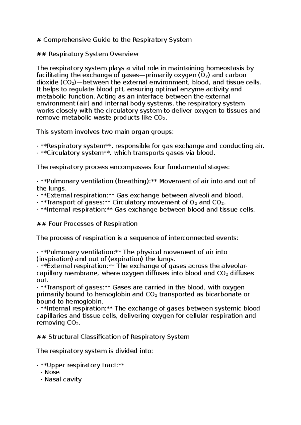 Comprehensive Overview of the Respiratory System: Key Concepts and ...