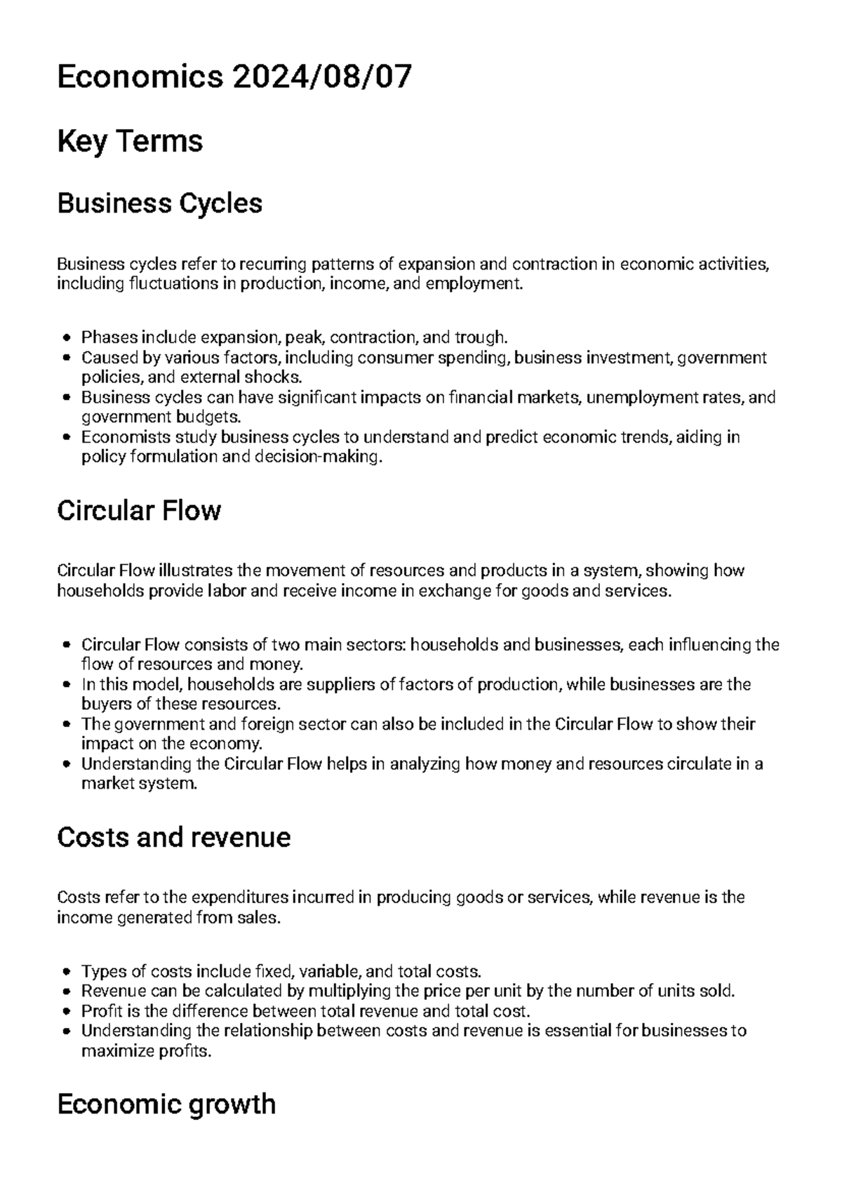 Economics 2024 - Comprehensive Study Guide on Key Concepts - Studocu