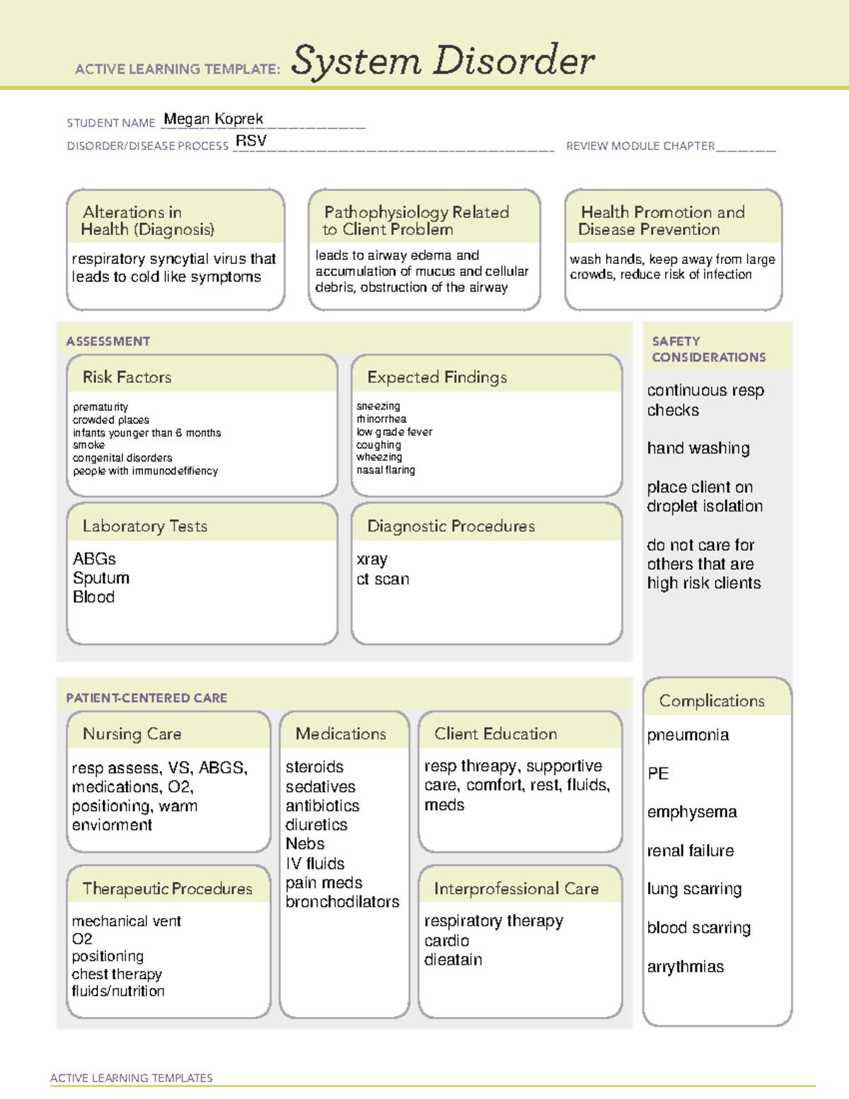 System disorder ati template ACTIVE LEARNING TEMPLATES System