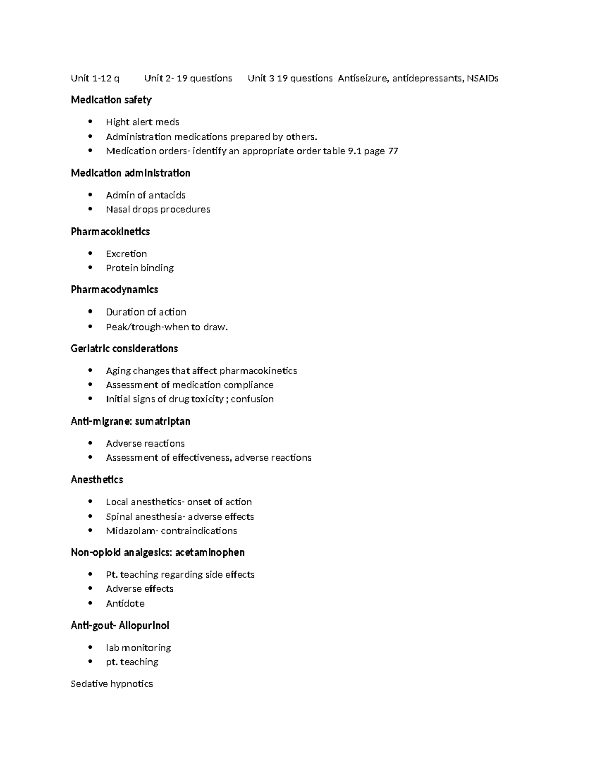 NUR 101 Exam 1 Review: Key Concepts in Pharmacology and Medications ...