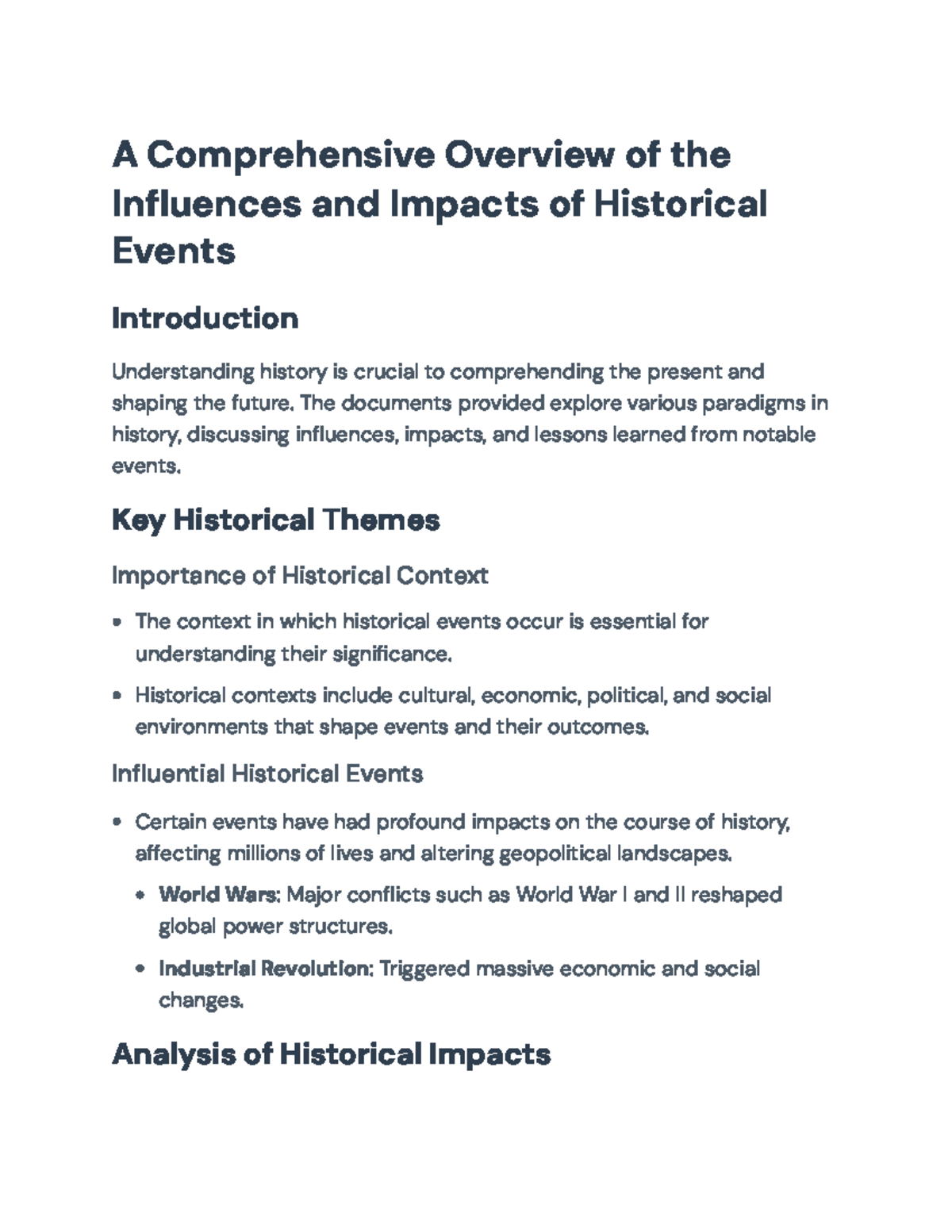 Comprehensive Overview of Historical Influences and Impacts - A ...