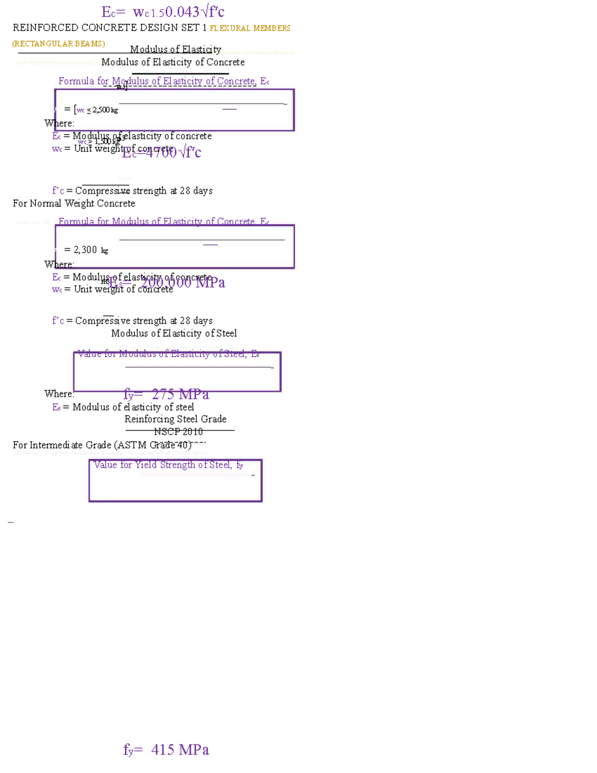 wc1.5 REINFORCED CONCRETE DESIGN SET 1: FLEXURAL MEMBERS & FORMULAS ...