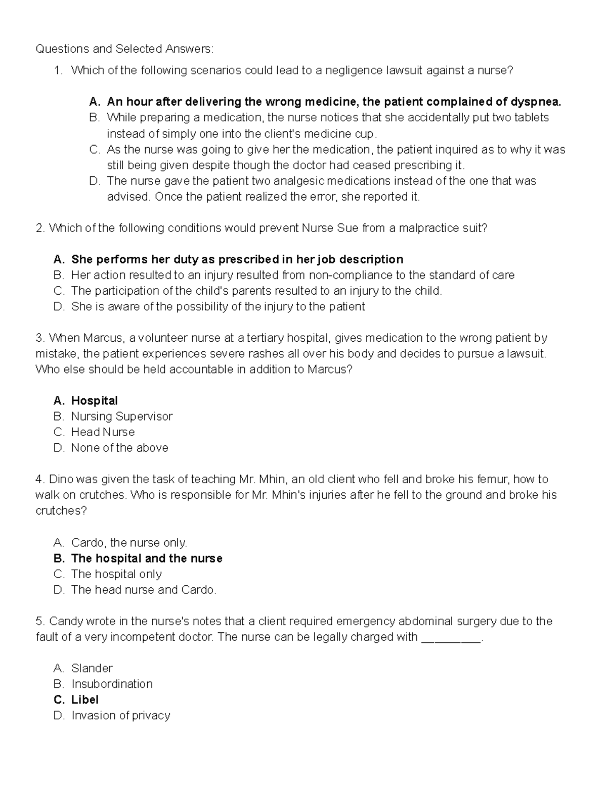 NP4 - Negligence and Malpractice Scenarios in Nursing Practice - Studocu