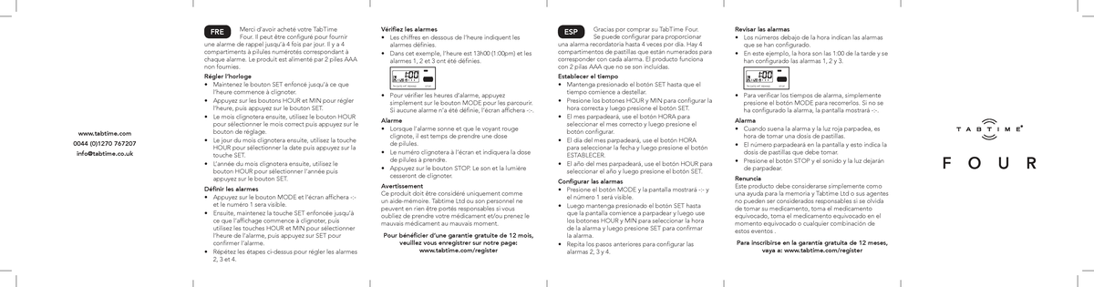 Guide d'utilisation du TabTime Four (FRE/ESP) - Studocu