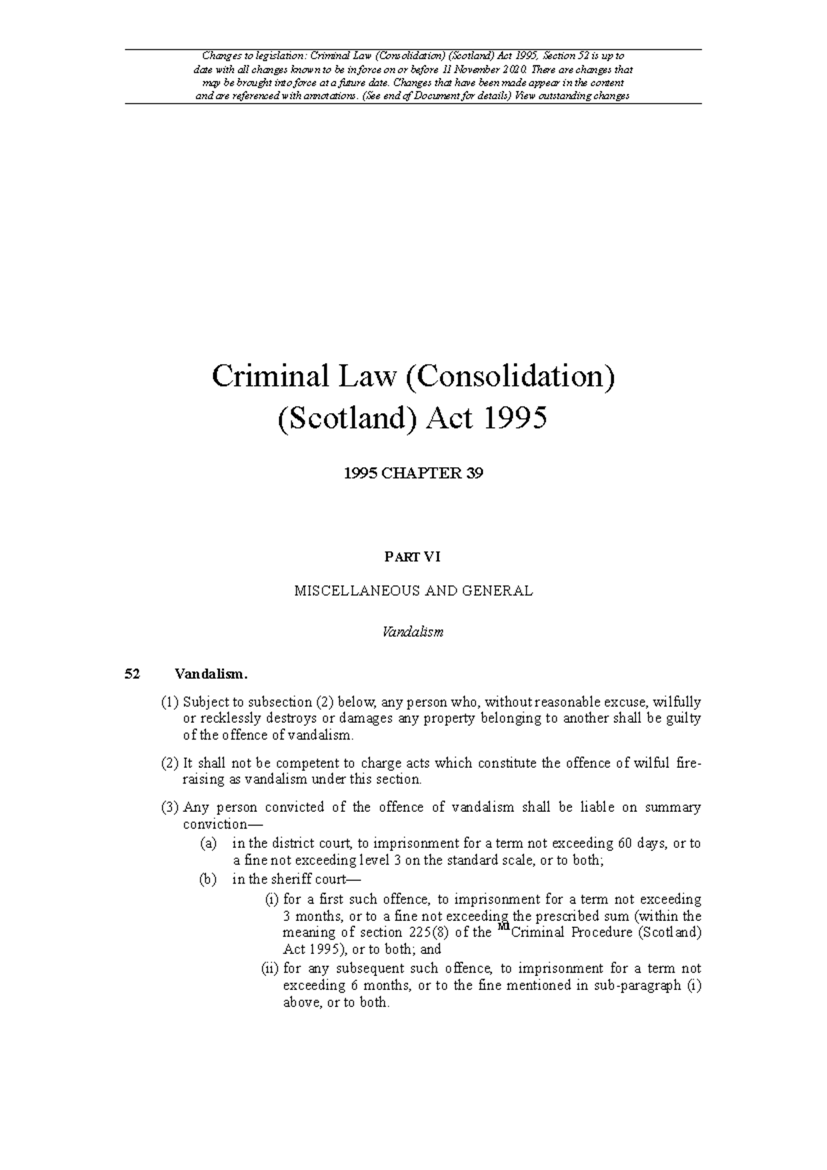 Criminal Law (Consolidation) (Scotland) Act 1995 - Section 52 Update ...