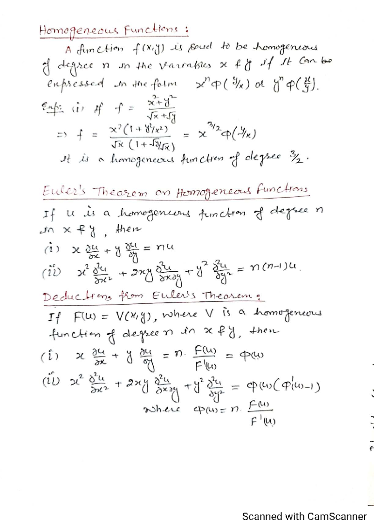 Euler's Theorem on Homogeneous Functions: Detailed Analysis and ...