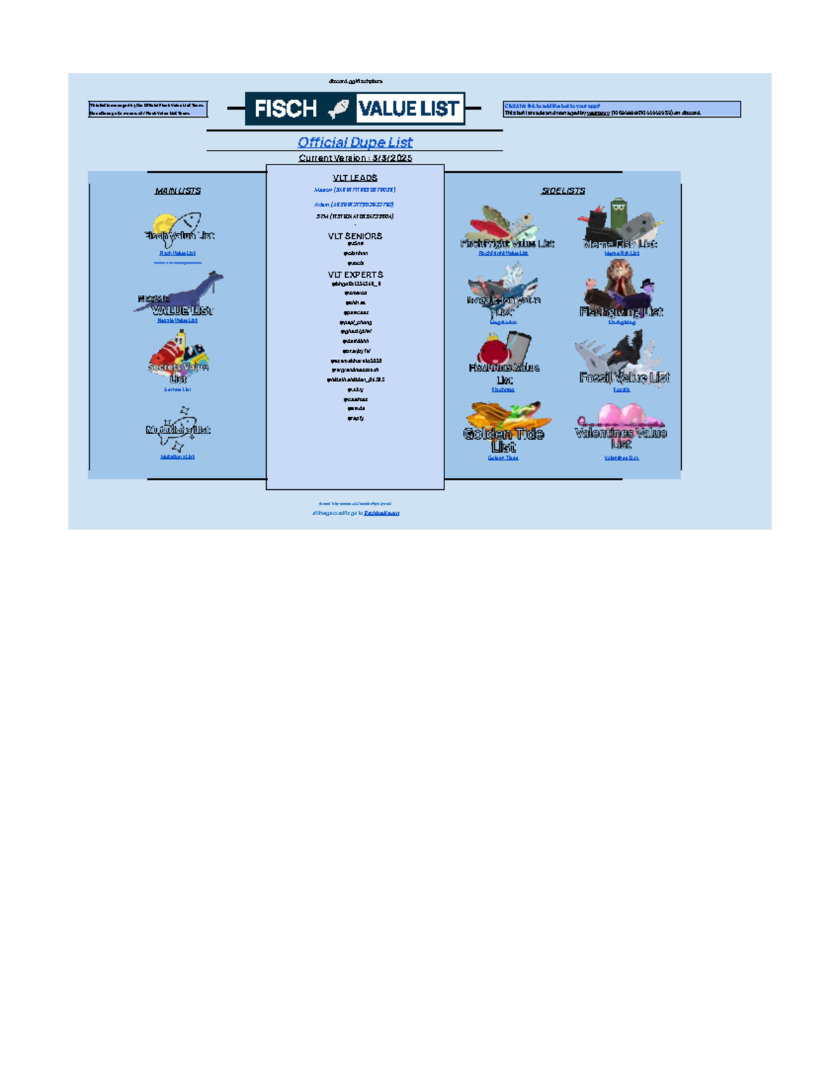 Official Fisch Value List V1: Current Trends and Data - Studocu