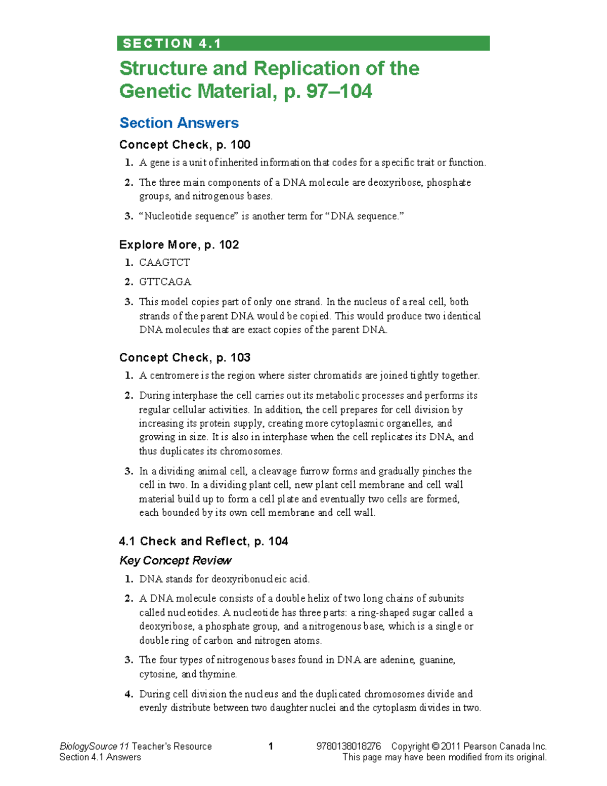 4.1 Structure and Replication of Genetic Material Answer Key - Studocu